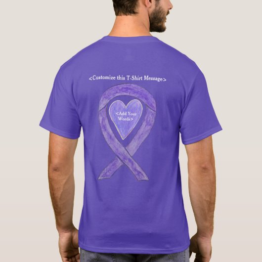 Lavendel Cancer Awareness Ribbon Heart Art Shirt (Achterkant)