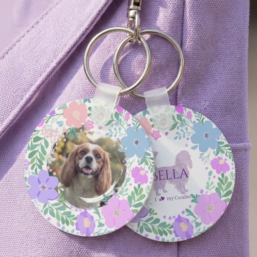 Lavendel Cavalier King Charles Spaniel op maat Sleutelhanger