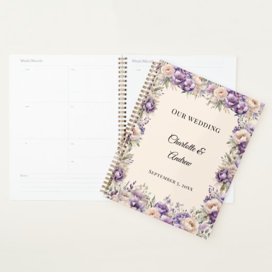 Lavendel champagne bloem bruiloft planner (Display)