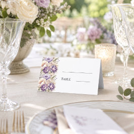 Lavendel champagne bloemachtige bruiloft plaatskaartje