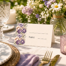 Lavendel champagne bloemachtige bruiloft plaatskaartje