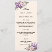 Lavendel champagne crème bloem bruiloft menu (Voorkant)