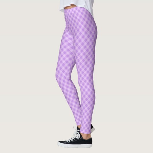 Lavendel Check Patroon Grote Kwaliteit Vrouwen Leggings (Links)