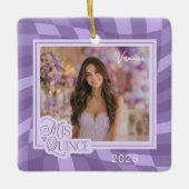 Lavendel Checkerboard Foto Quinceanera Keepsake Keramisch Ornament (Voorkant)