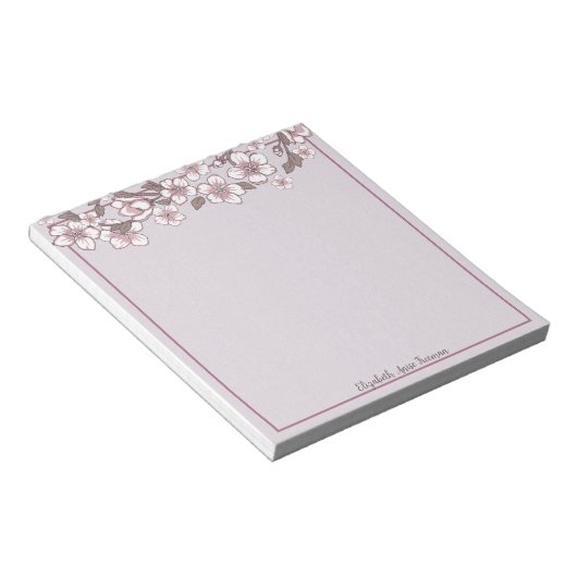 Lavendel Cherry Blossom Gepersonaliseerd Notitiebl Notitieblok (Schuin)