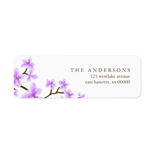 Lavendel Cherry Blossoms Adresetiketten Etiket (Voorkant)