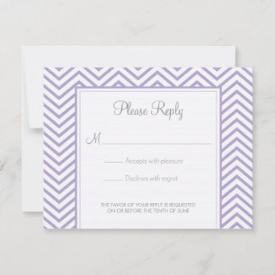 Lavendel Chevron Print Huwelijksreactiekaart RSVP Kaartje