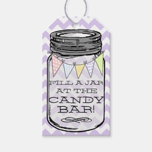 Lavendel Chevron - Vul de pot aan onze Snoep bar Cadeaulabel (Voorkant)