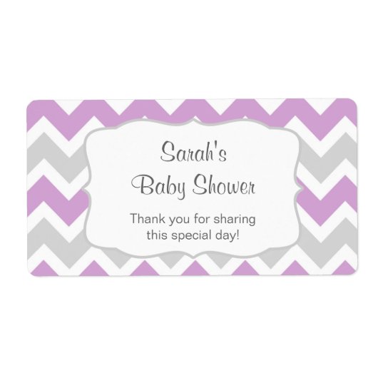 Lavendel Chevron Waterfles of gunst u aanpassen Etiket (Voorkant)