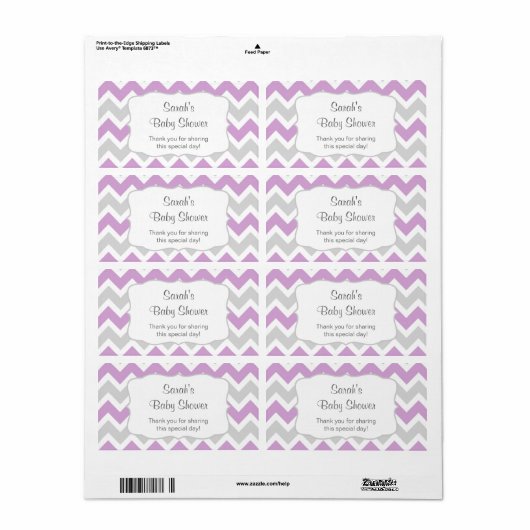 Lavendel Chevron Waterfles of gunst u aanpassen Etiket (Full Sheet)