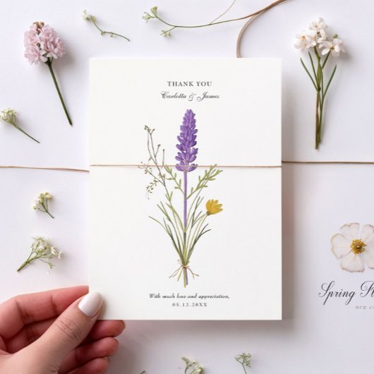 Lavendel Chic Wedding Bedankt Card