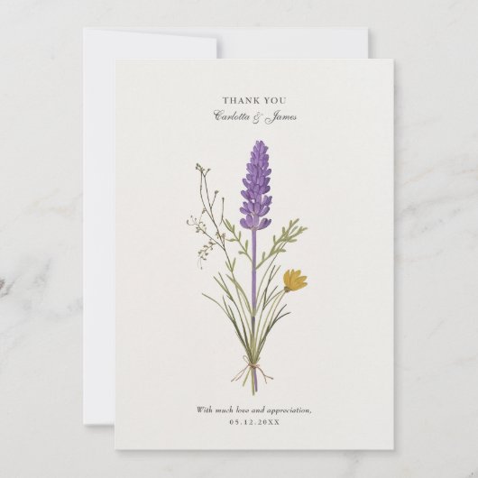 Lavendel Chic Wedding Bedankt Card (Voorkant)