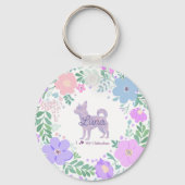 Lavendel Chihuahua Silhouet Aangepaste Naam & Fot Sleutelhanger (Voorkant)