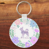 Lavendel Chihuahua Silhouet Aangepaste Naam & Fot Sleutelhanger (Voorkant)