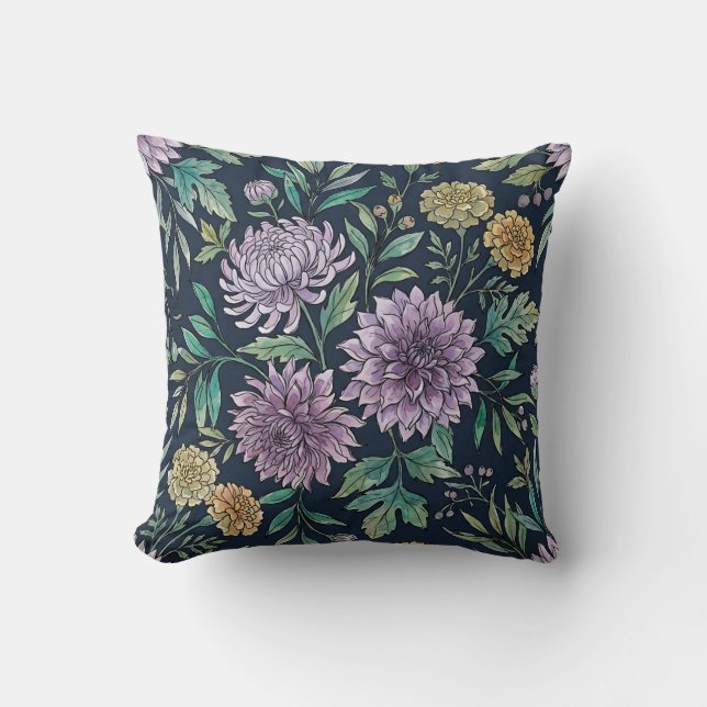 Lavendel Chrysanthemum Bloemenkussen Kussen (Voorkant)