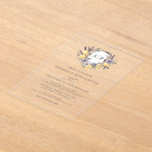 Lavendel Citroen Monogram Bloemkam Trouwen Acryl Uitnodigingen (Laagn)