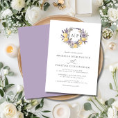 Lavendel Citroen Monogram Bloemkam Trouwen Kaart