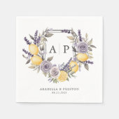 Lavendel Citroen Monogram Bloemkam Trouwen Servet (Voorkant)