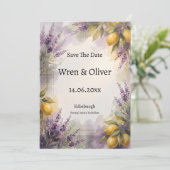 Lavendel Citroen Zachte Toscaanse Bewaar De Datum  Save The Date (Staand voorkant)