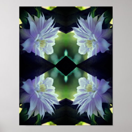 Lavendel Clematis Flower Trellis Mirror Abstract Poster (Voorkant)