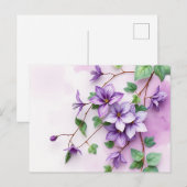 Lavendel Clematis Vine Waterverf Briefkaart (Voorkant / Achterkant)