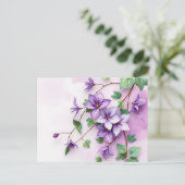 Lavendel Clematis Vine Waterverf Briefkaart (Staand voorkant)