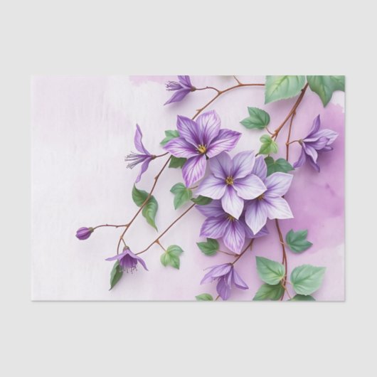 Lavendel Clematis Vine Waterverf Tissuepapier (Voorkant)