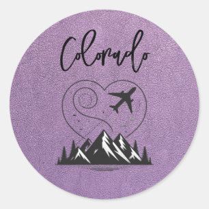 Lavendel Colorado Passport Ronde Sticker