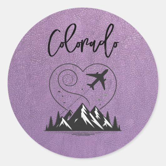 Lavendel Colorado Passport Ronde Sticker (Voorkant)