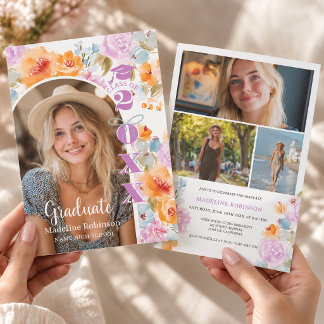 Lavendel Coquette Boog Wilde Bloem Afstudeerfoto Kaart