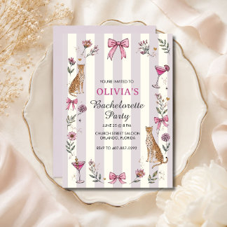 Lavendel Coquette Cheetah Meidenavondfeest Kaart