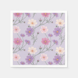 Lavendel Cosmos Bloemen Cocktail Servet