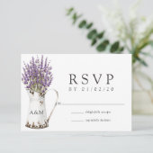Lavendel Cottage Chic Bruiloft RSVP Kaartje (Staand voorkant)