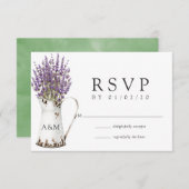 Lavendel Cottage Chic Huwelijk RSVP Kaartje (Voorkant / Achterkant)