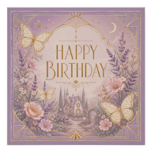 Lavendel Cottage Verjaardagsdroomlandschap Perfect Poster