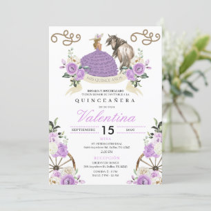  Lavendel Cowgirl Western Quinceañera Kaart