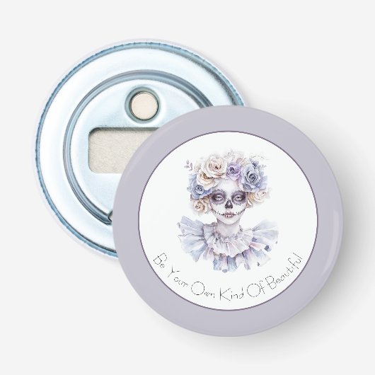 Lavendel Crème Bloem Meisje Eigen Soort Mooi Button Flesopener (Voorkant)