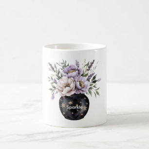 Lavendel Crème Bloemen Goud Glans Sterren Vaas Koffiemok