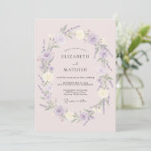 Lavendel Crème Whimsical Bloemige Bruiloft Kaart (Staand voorkant)
