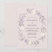 Lavendel Crème Whimsical Bloemige Bruiloft Kaart (Voorkant / Achterkant)