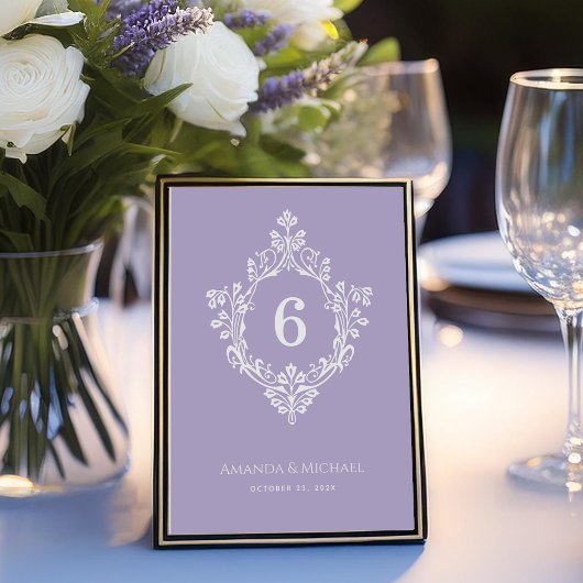 Lavendel Crest Elegante  Paarse bruiloft Kaart