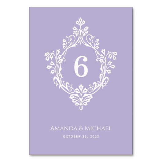 Lavendel Crest Elegante  Paarse bruiloft Kaart (Voorkant)