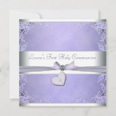 Lavendel Cross Meisjes Paarse Eerste Communie Kaart (Voorkant)