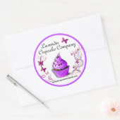 Lavendel Cupcake Co Sticker paarse rand groot (Envelop)
