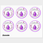 Lavendel Cupcake Co Sticker paarse rand groot (Vel)