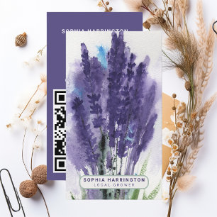 Lavendel Custom QR Code Scannable Farmers Market Visitekaartje