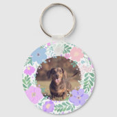 Lavendel Dachshund Aangepaste Foto & Naam - Bloemi Sleutelhanger (Achterkant)
