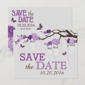 Lavendel Dahlia Flower Branch Bewaar de datum Aankondigingskaart (Voorkant / Achterkant)