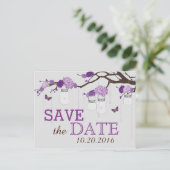 Lavendel Dahlia Flower Branch Bewaar de datum Aankondigingskaart (Staand voorkant)