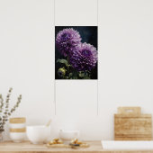 Lavendel Dahlia Flowers Art Print Poster (Keuken)